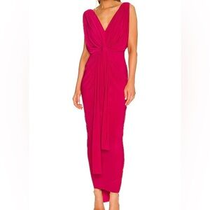 MISA Los Angeles Pink Xenia Knotted Maxi Dress Small